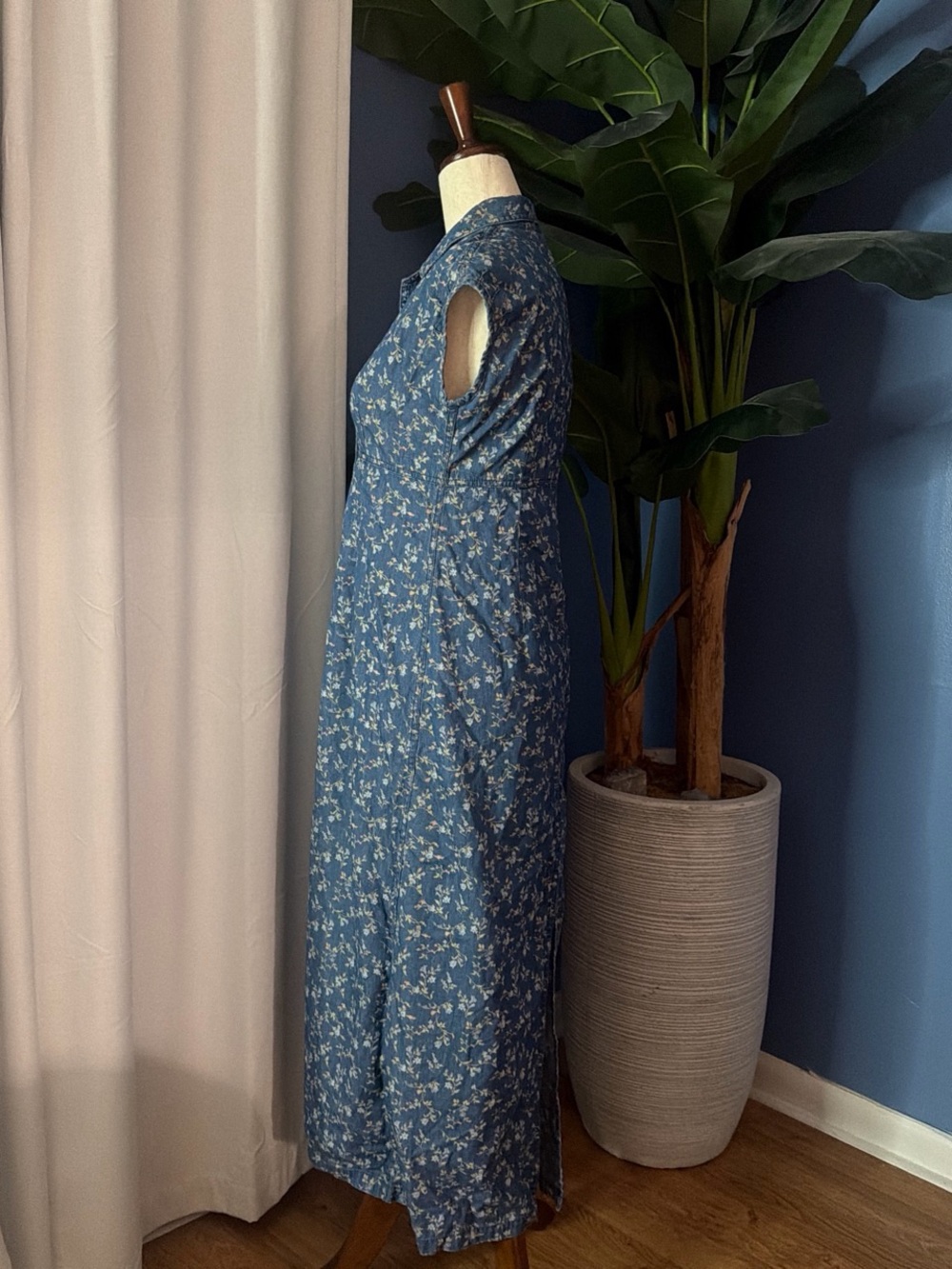 Liz Claiborne Blue Floral Button-Front Maxi Dress - Picture 2 of 5